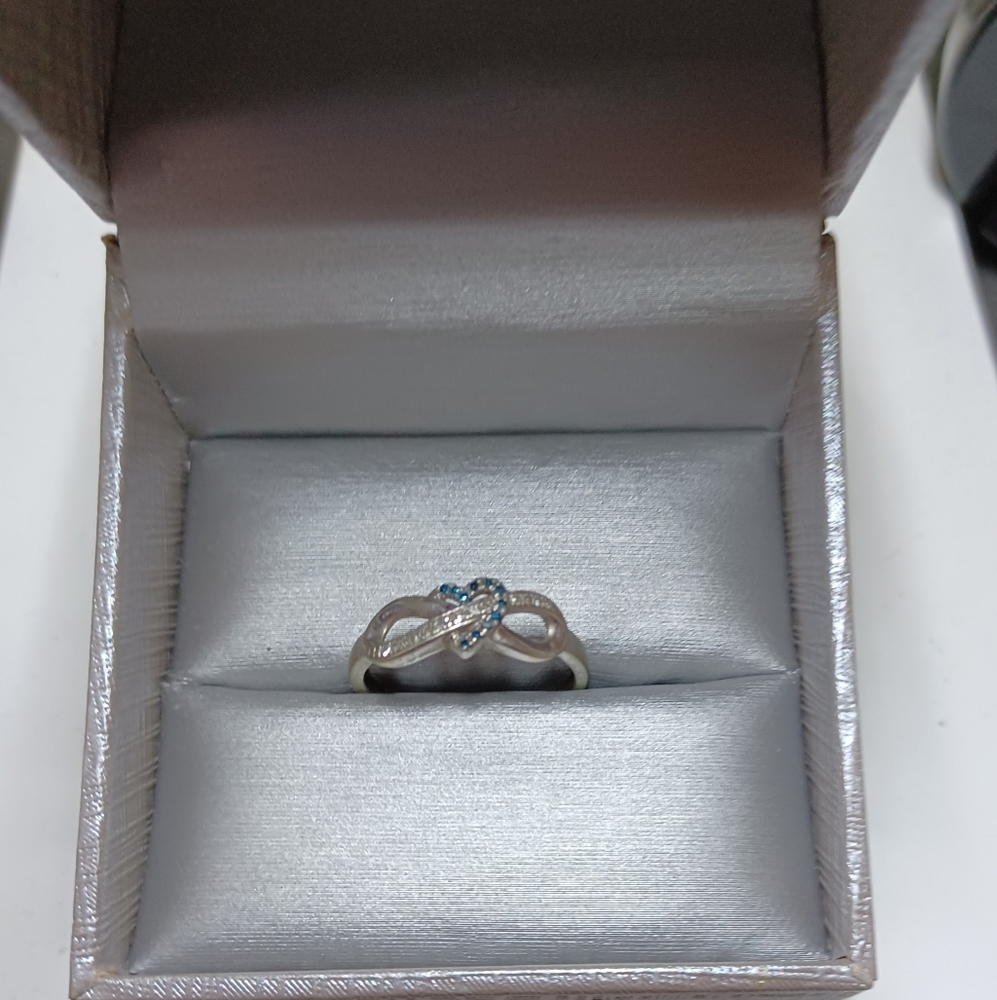 Diamond/Topaz and Silver Engagement Ring from Zales